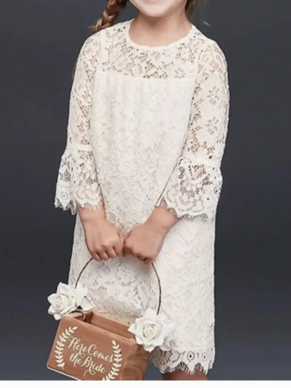 David's Bridal flower girl lace sheath dress, Sz 10. - Picture 1 of 10